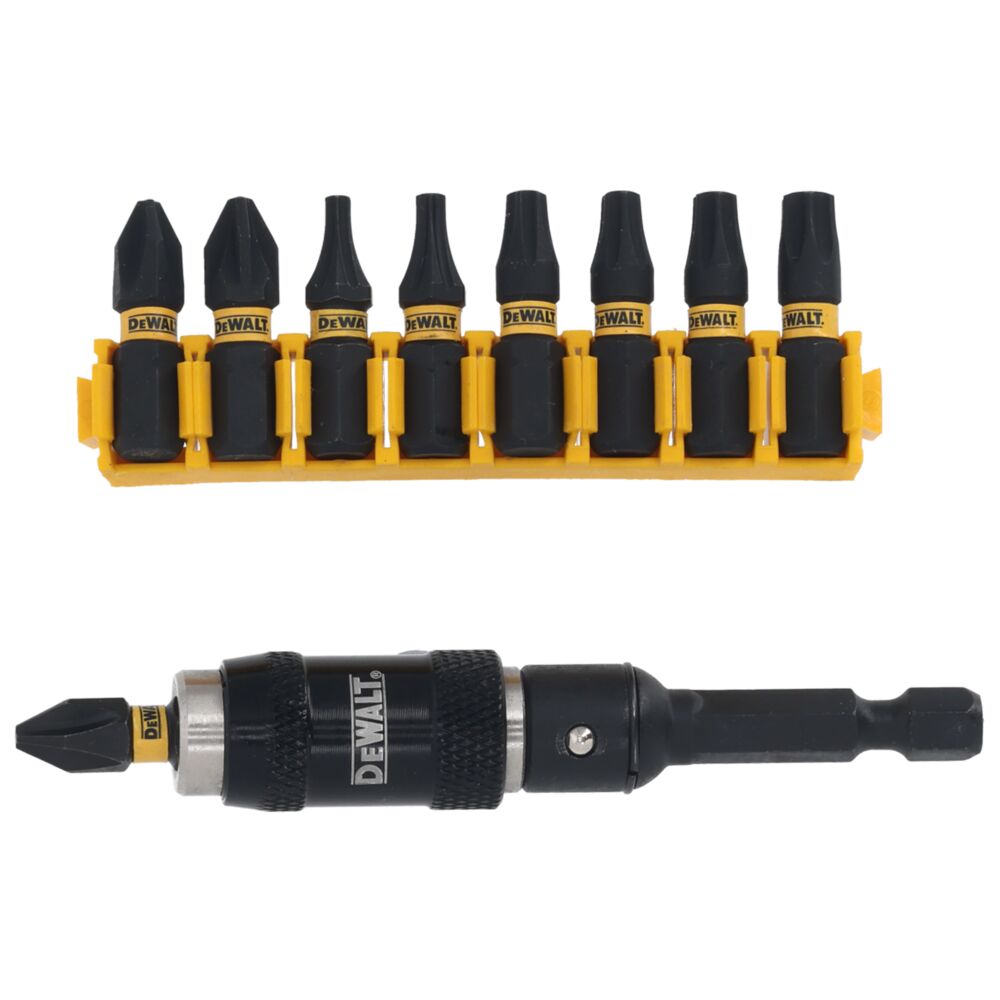 DEWALT bit set with holder and driver, SKUs DT70578T, DT70578T-QZ. Compact photography product display.